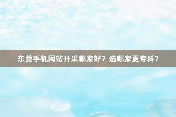东莞手机网站开采哪家好?选哪家更专科?